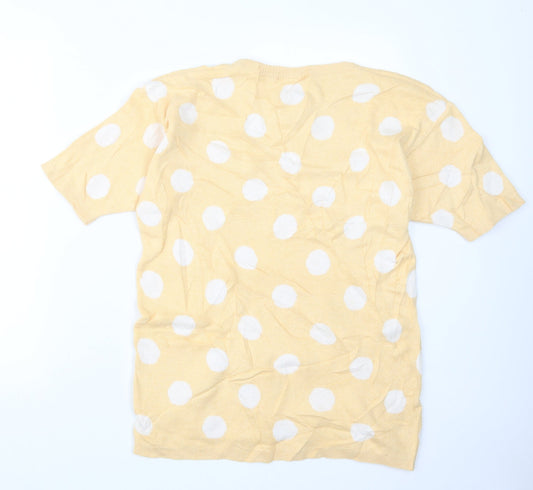 Preworn Womens Yellow Polka Dot Knit Pullover Jumper Size 10
