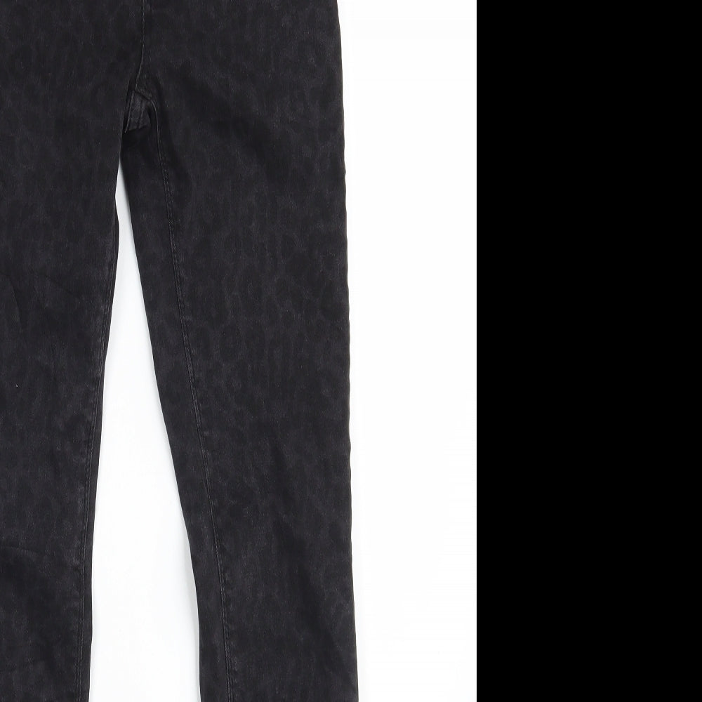 Buena Vista Womens Black Animal Print Denim Skinny Jeans Size 2XS L31 in