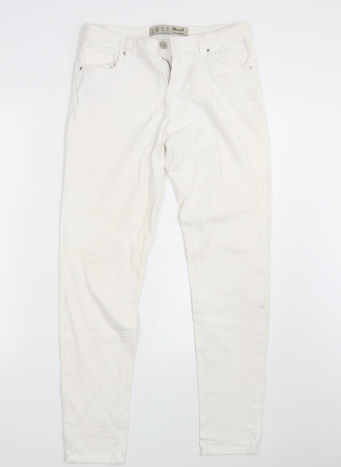 Denim Co.  Womens White  Denim Straight Jeans Size 12 L28 in