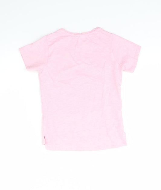 Preworn Girls Pink   Basic T-Shirt Size 7 Years  - Dog