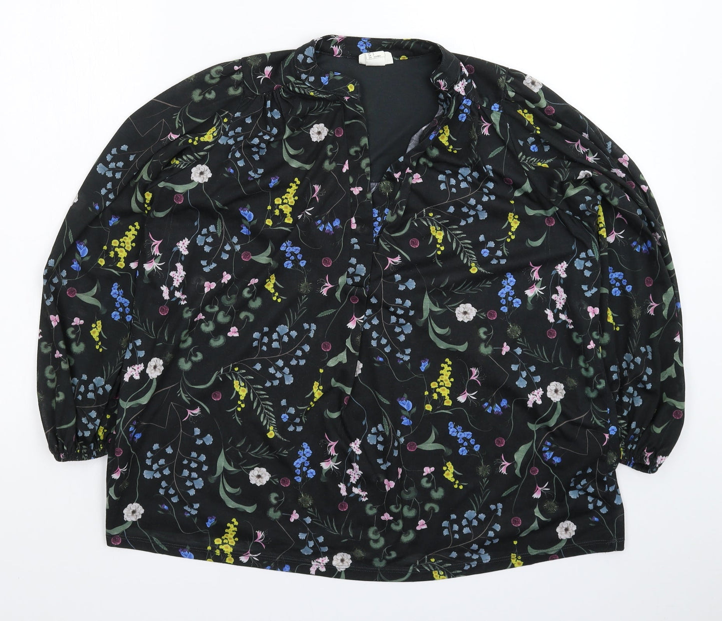 H&M Womens Black Floral  Basic Blouse Size S