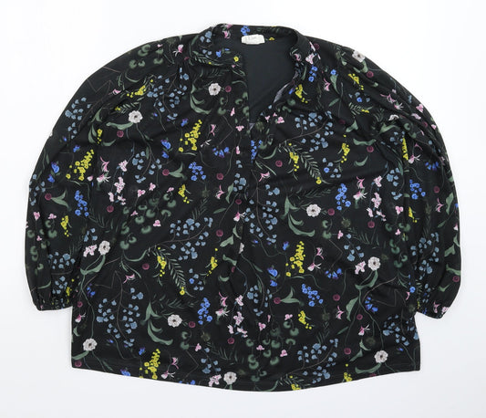 H&M Womens Black Floral  Basic Blouse Size S