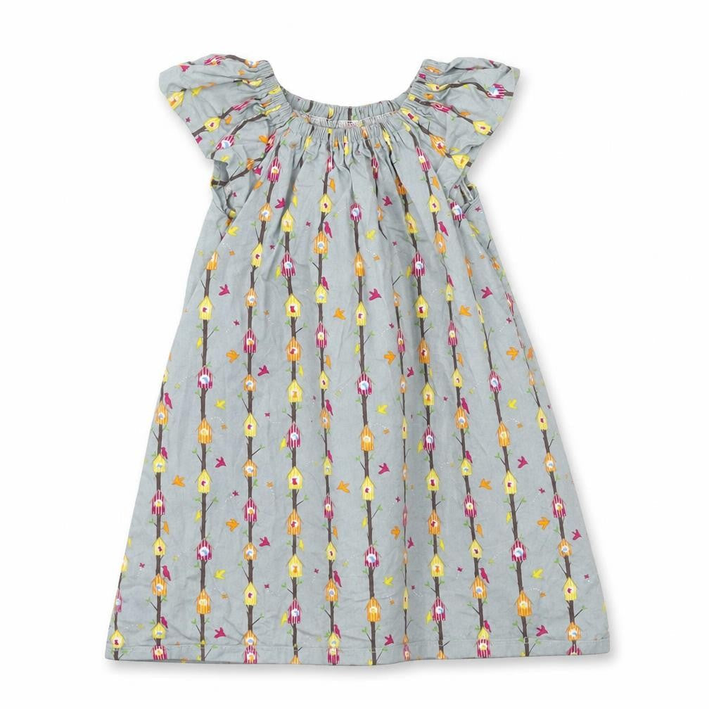 Preworn Girls Grey Geometric  A-Line  Size 4 Years  - Birdhouse