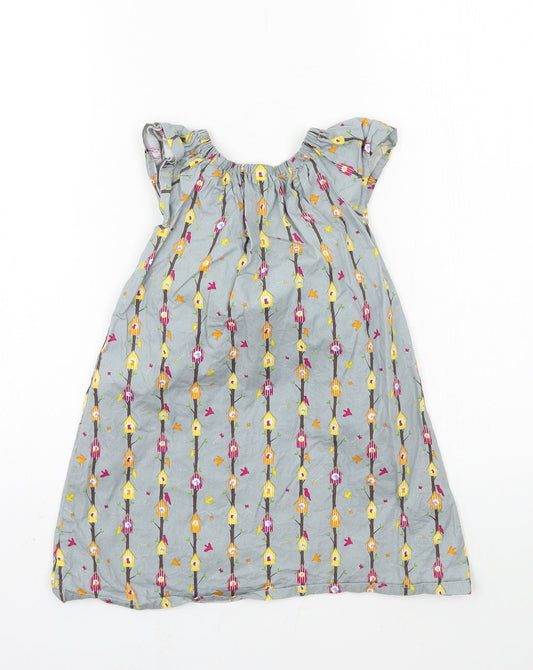 Preworn Girls Grey Geometric  A-Line  Size 4 Years  - Birdhouse