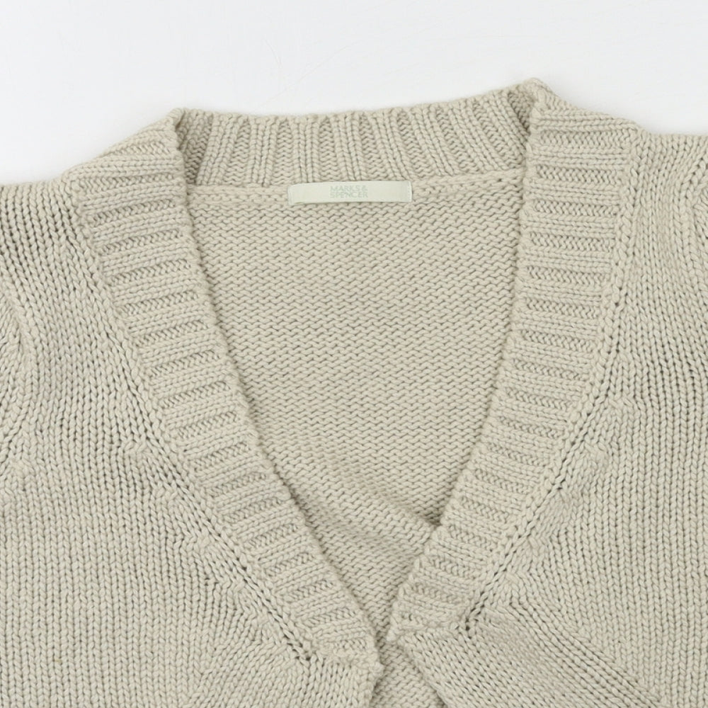 Marks and Spencer Womens Grey  Knit Cardigan Jumper Size 14