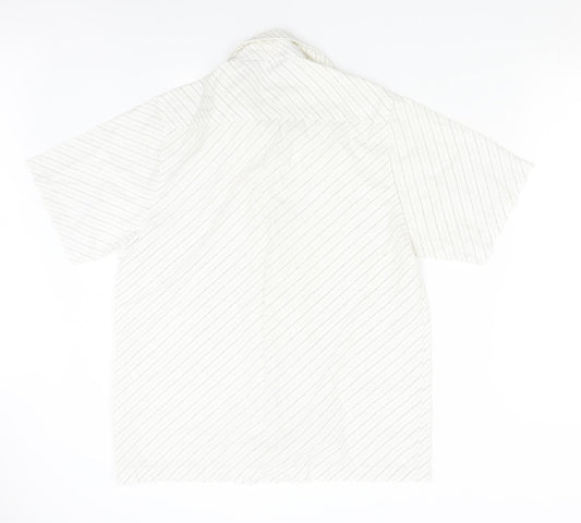 Cutting Edge Womens Ivory Striped  Basic Button-Up Size M