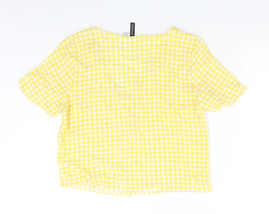 H&M Womens Yellow Check  Basic Blouse Size 10