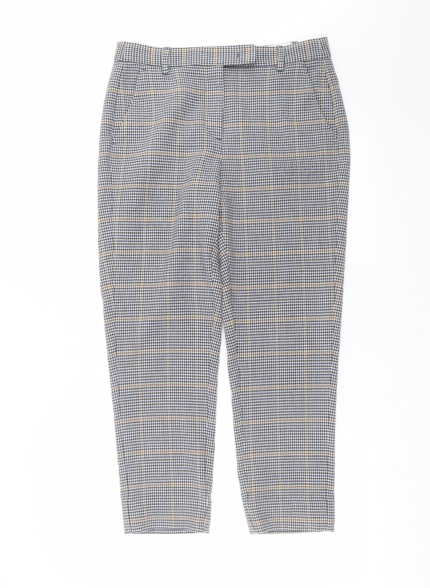 Marks and Spencer Womens Blue Check  Trousers  Size 10 L25 in