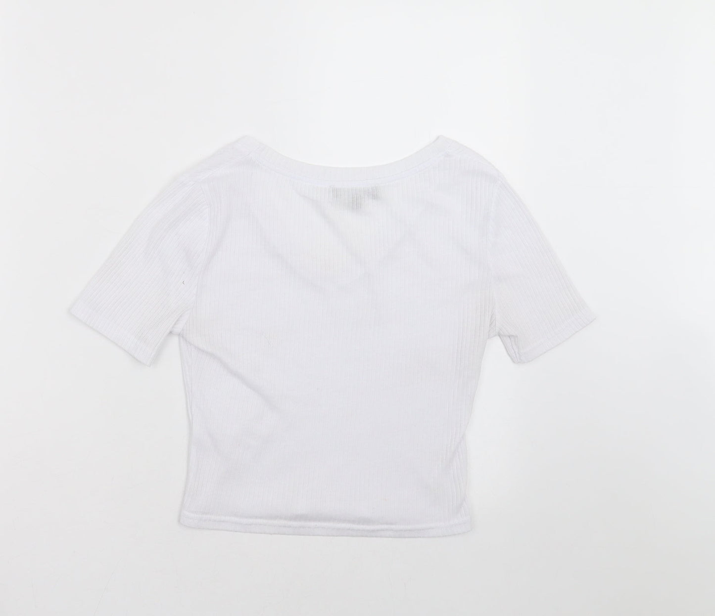 New Look Womens White Striped  Basic T-Shirt Size 8