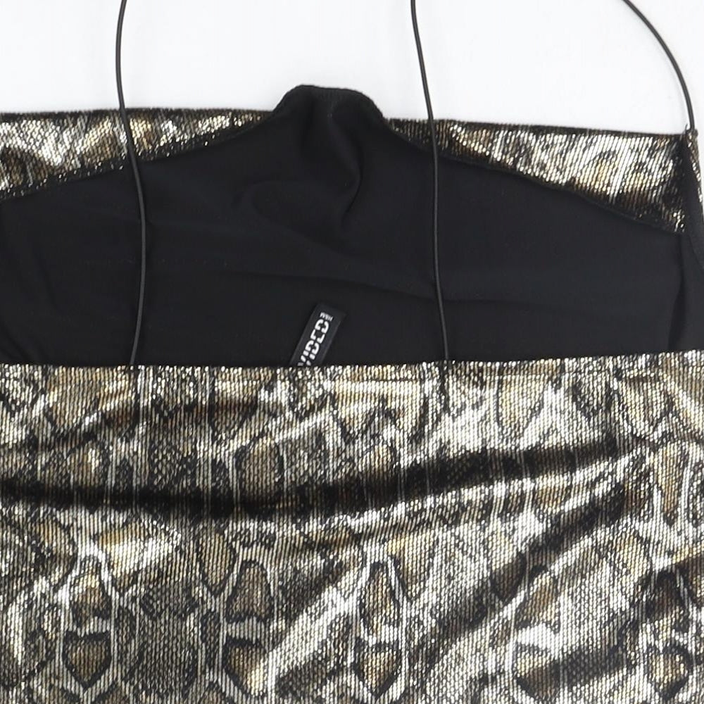 Divided Womens Gold Animal Print  Basic Tank Size M