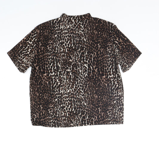 Zara Womens Beige Animal Print  Basic T-Shirt Size S