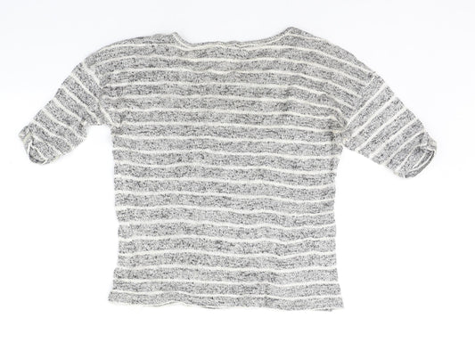 New Look Girls Grey Striped  Basic T-Shirt Size 14-15 Years