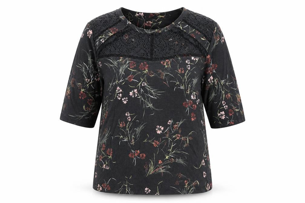 Marks and Spencer Womens Black Floral  Pullover Jumper Size 14