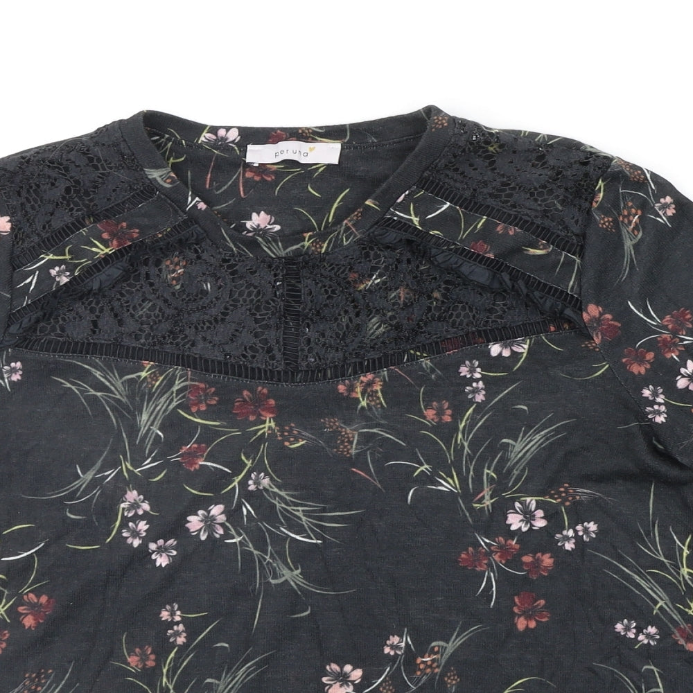 Marks and Spencer Womens Black Floral  Pullover Jumper Size 14