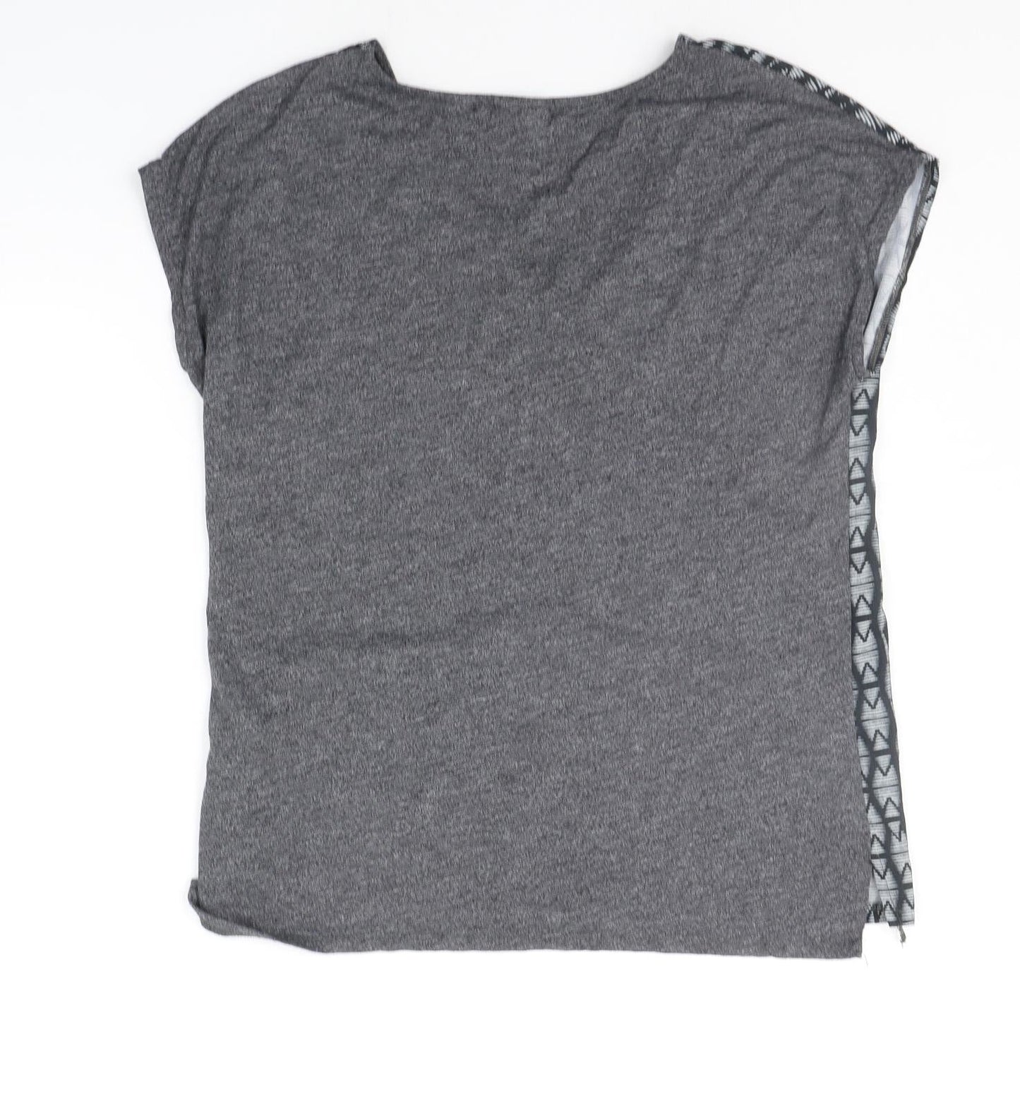 Yessica Womens Grey Geometric  Basic T-Shirt Size S