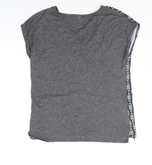 Yessica Womens Grey Geometric  Basic T-Shirt Size S