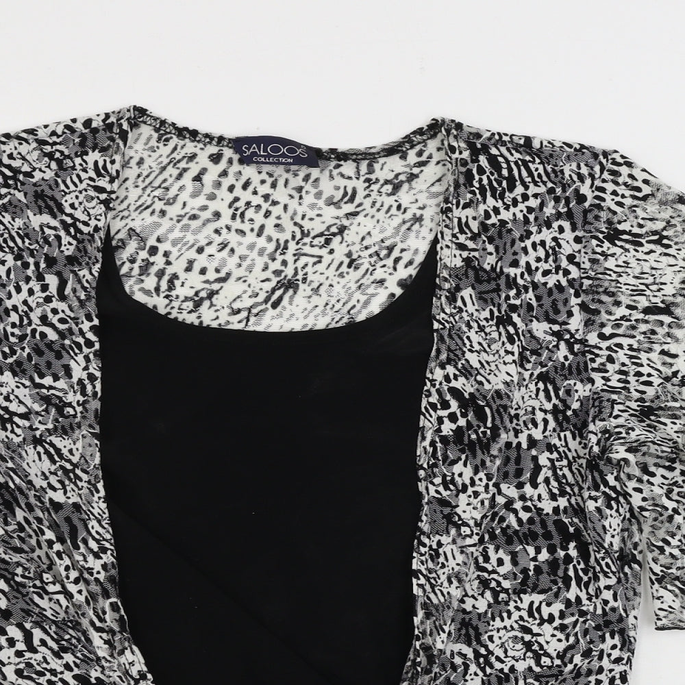 Saloos Womens Black Animal Print  Basic T-Shirt Size M