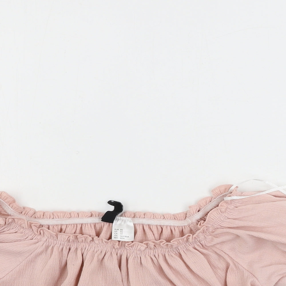 H&M Womens Pink   Cropped T-Shirt Size XS