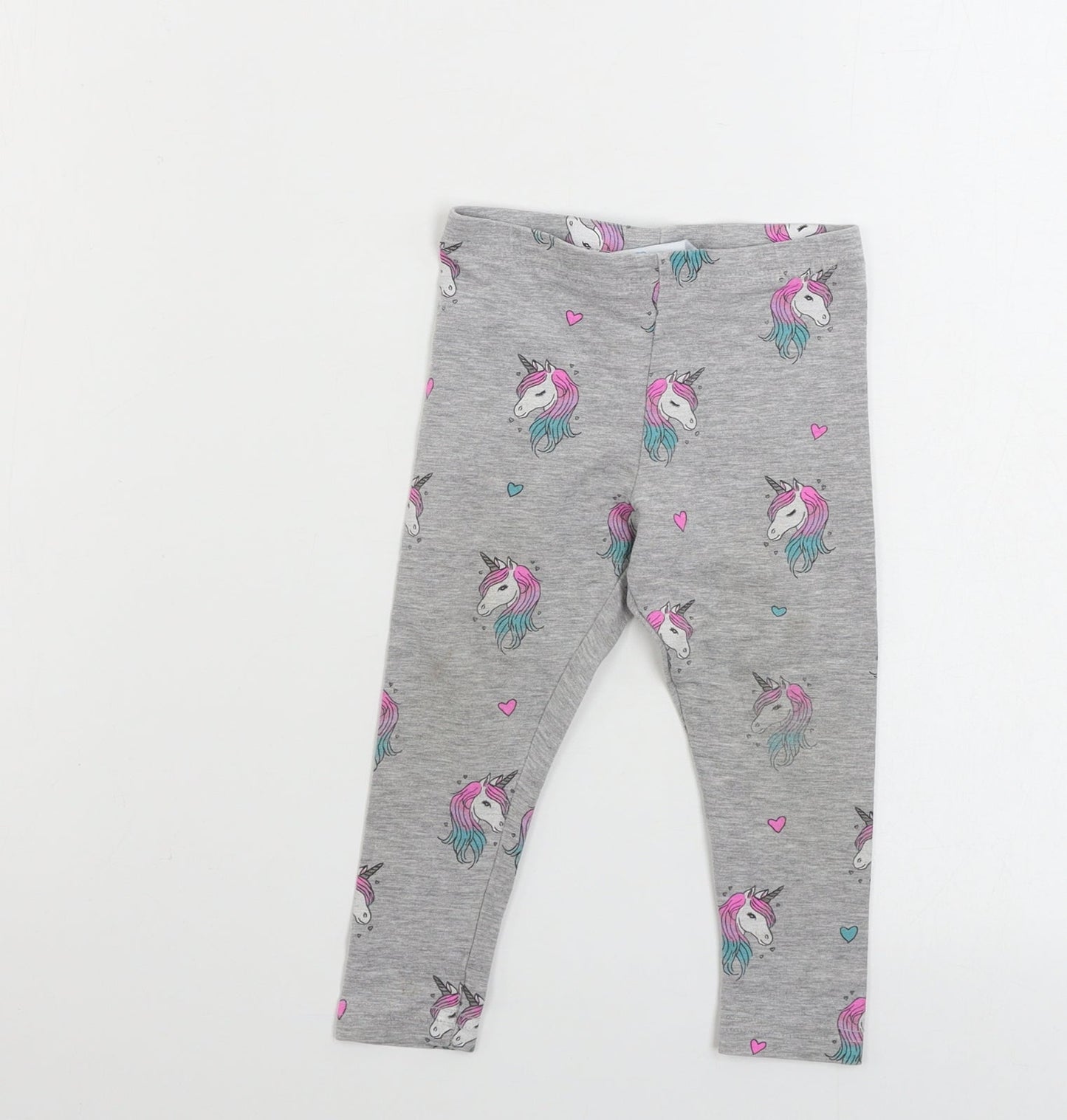 Primark  Girls Grey   Sweatpants Trousers Size 2 Years - unicorn print