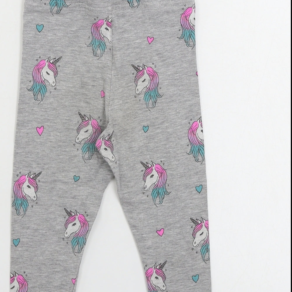 Primark  Girls Grey   Sweatpants Trousers Size 2 Years - unicorn print