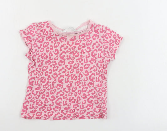 Pep&co      Girls Pink Animal Print  Basic T-Shirt Size 2-3 Years