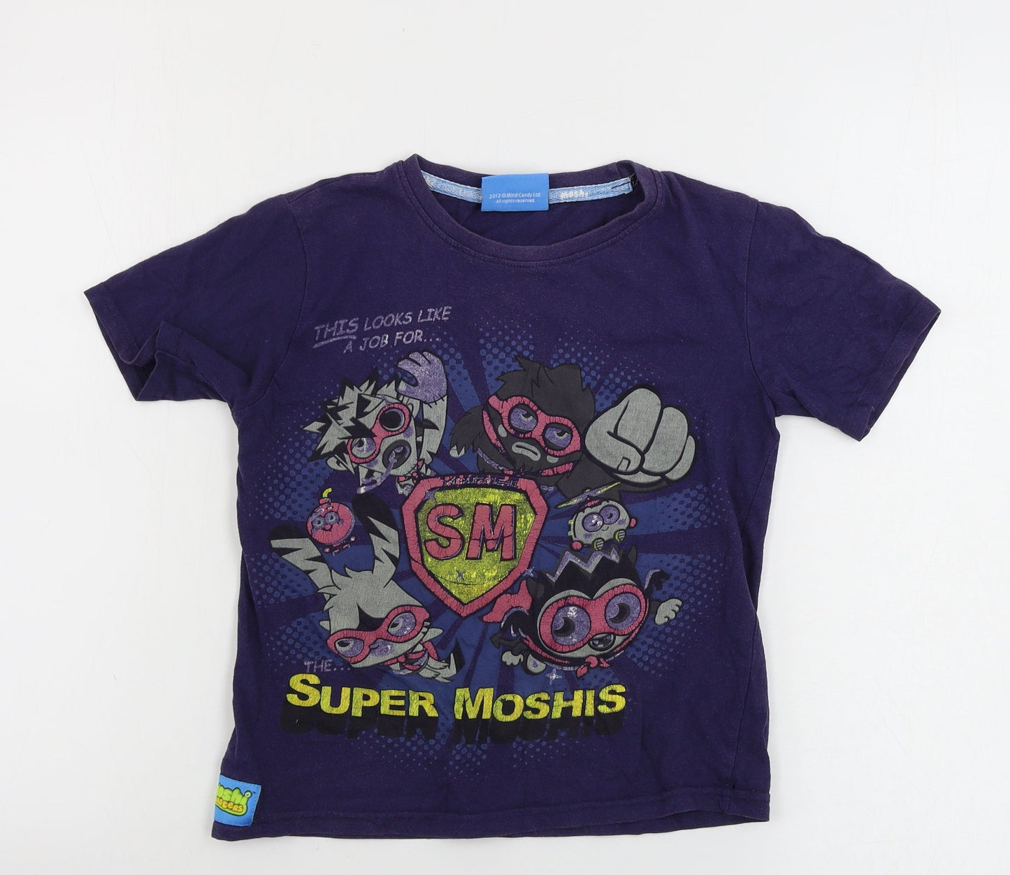 TESCO   Boys Blue   Basic T-Shirt Size 6-7 Years  - Moshi Monsters