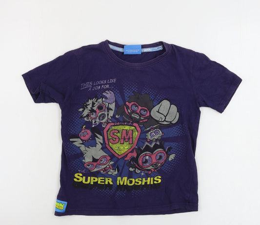 TESCO   Boys Blue   Basic T-Shirt Size 6-7 Years  - Moshi Monsters