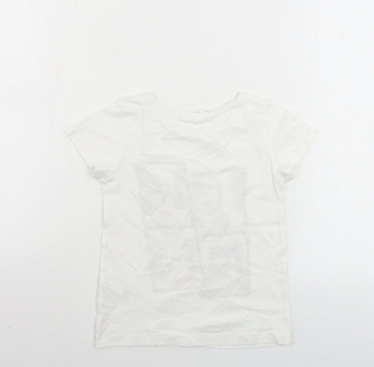 H&M  Girls White   Basic T-Shirt Size 4-5 Years