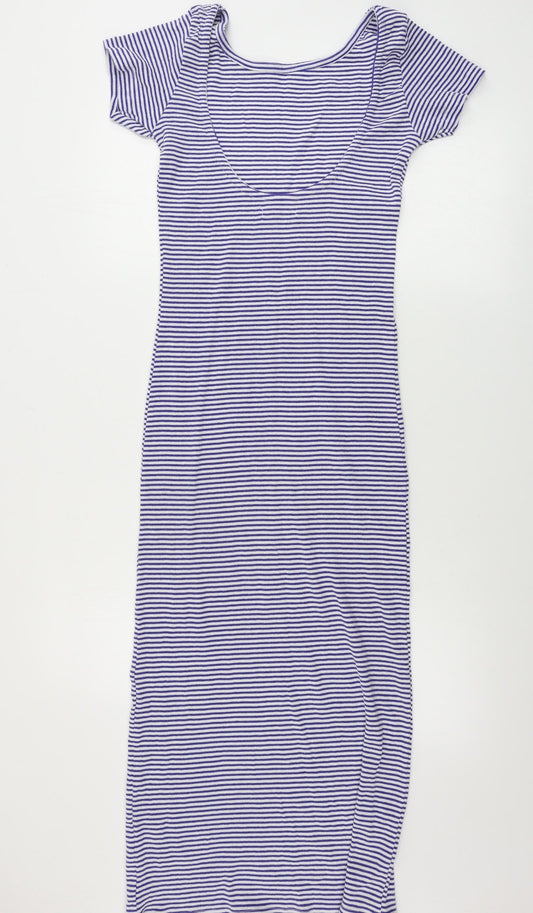 brave soul  Womens Blue Striped  Bodycon  Size M