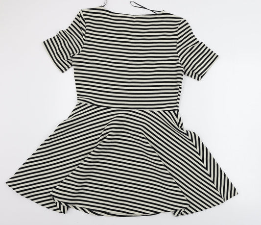 H&M  Womens Beige Striped  A-Line  Size M