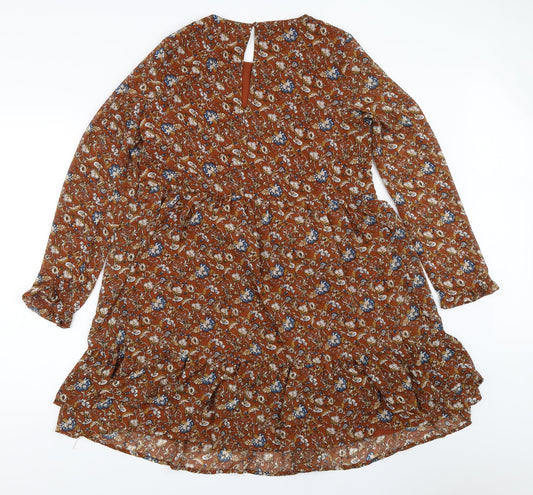 Daphnea Womens Brown Floral  Fit & Flare  Size S