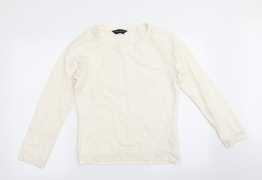 Dorothy Perkins Womens Ivory   Pullover Jumper Size 12  - Lace inset on shoulders