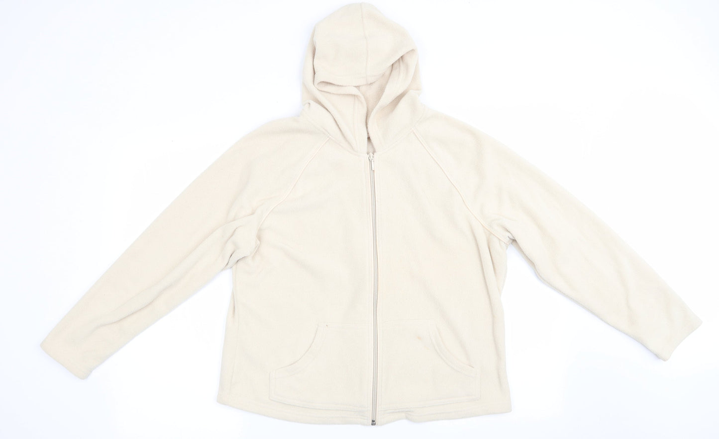 Marks and Spencer Womens Beige  Fleece Jacket Coat Size 18  - Piped detail