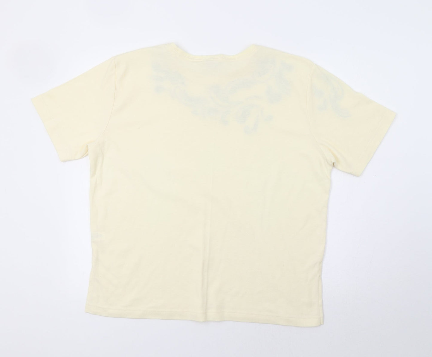 Poppy Womens Beige Paisley  Basic T-Shirt Size L