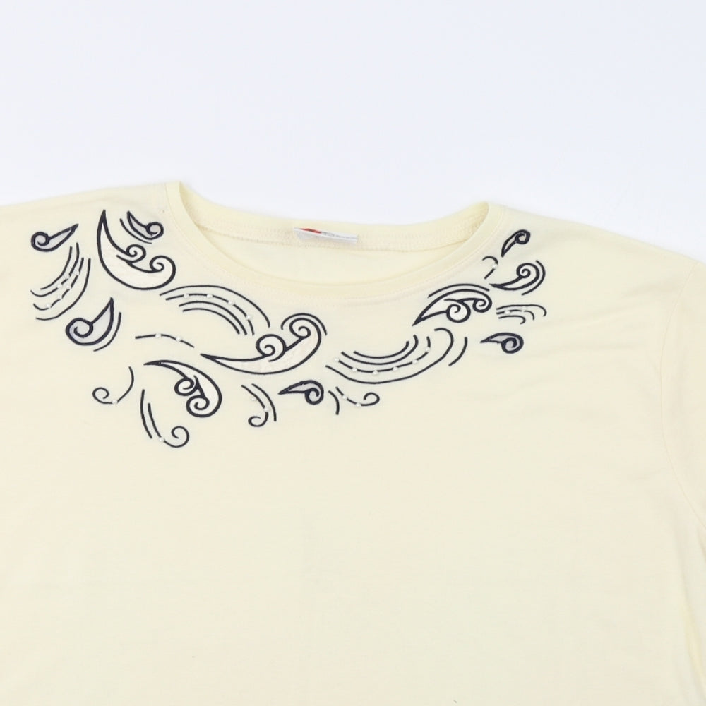 Poppy Womens Beige Paisley  Basic T-Shirt Size L