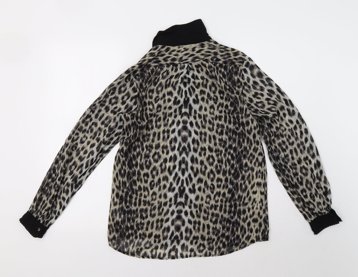 New Look Womens Black Animal Print  Basic Button-Up Size 10