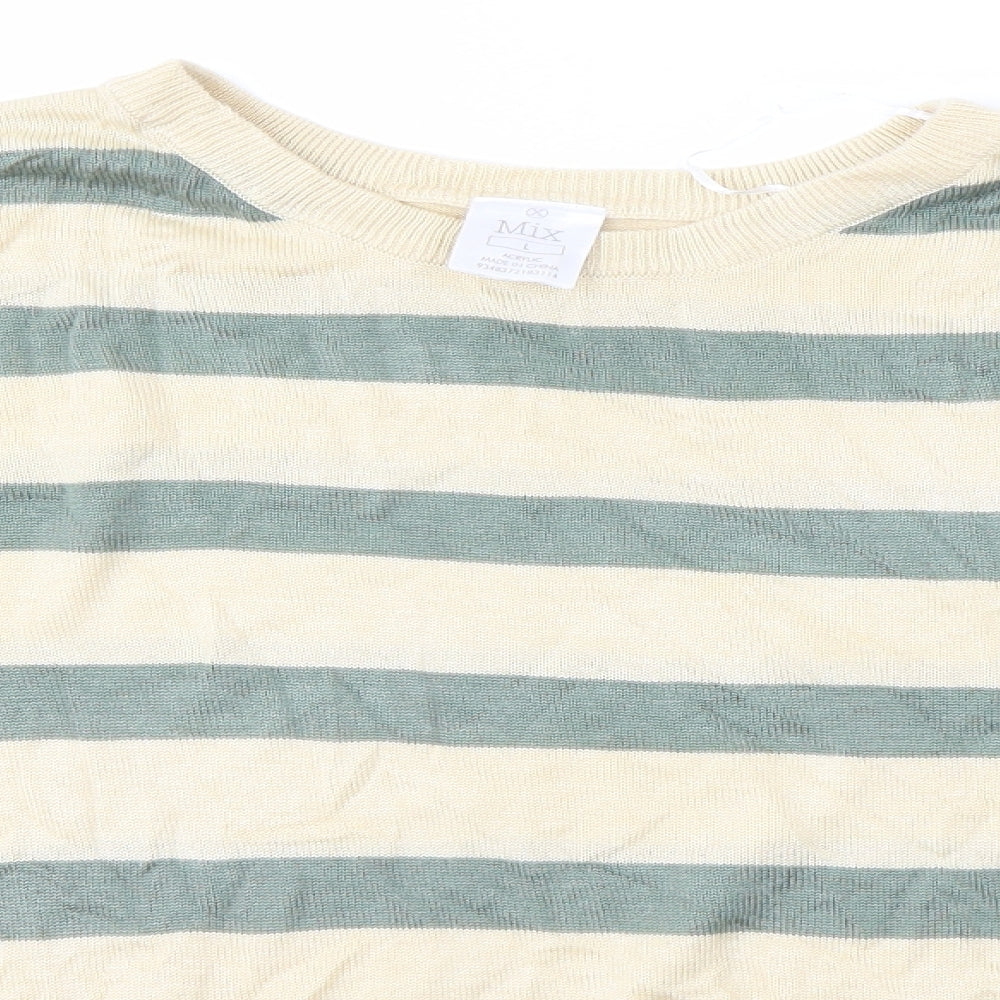 Mix Mens Multicoloured Striped  Pullover Jumper Size L