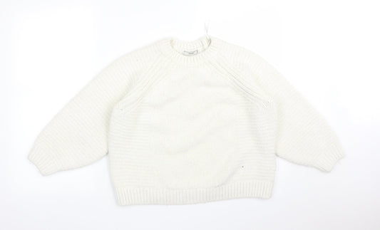 George Womens White Striped  Pullover Sweatshirt Size M