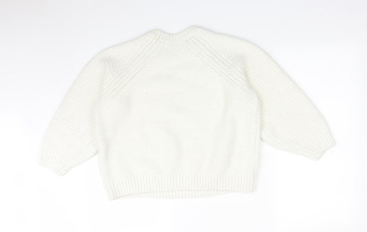 George Womens White Striped  Pullover Sweatshirt Size M