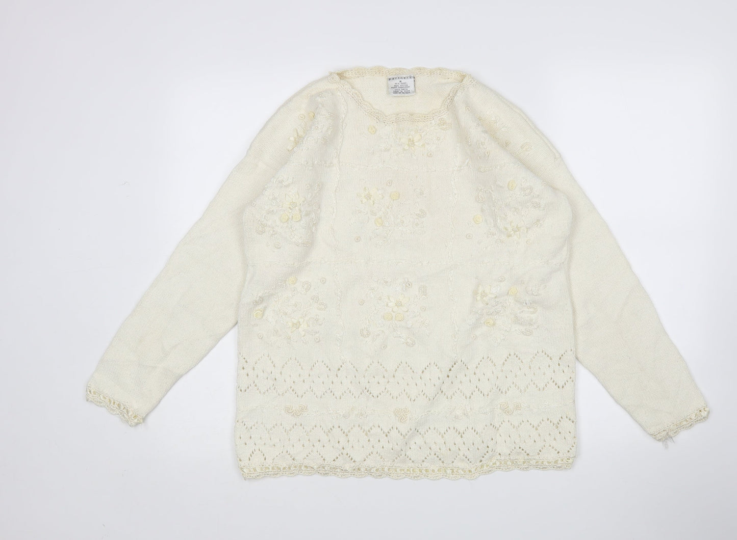 Partners Womens Ivory   Pullover Jumper Size M