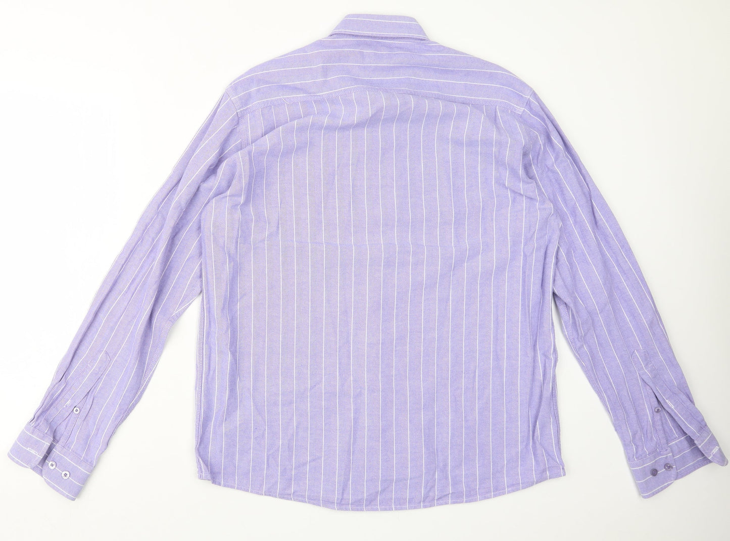 Cotton Traders Mens Purple Striped   Button-Up Size M
