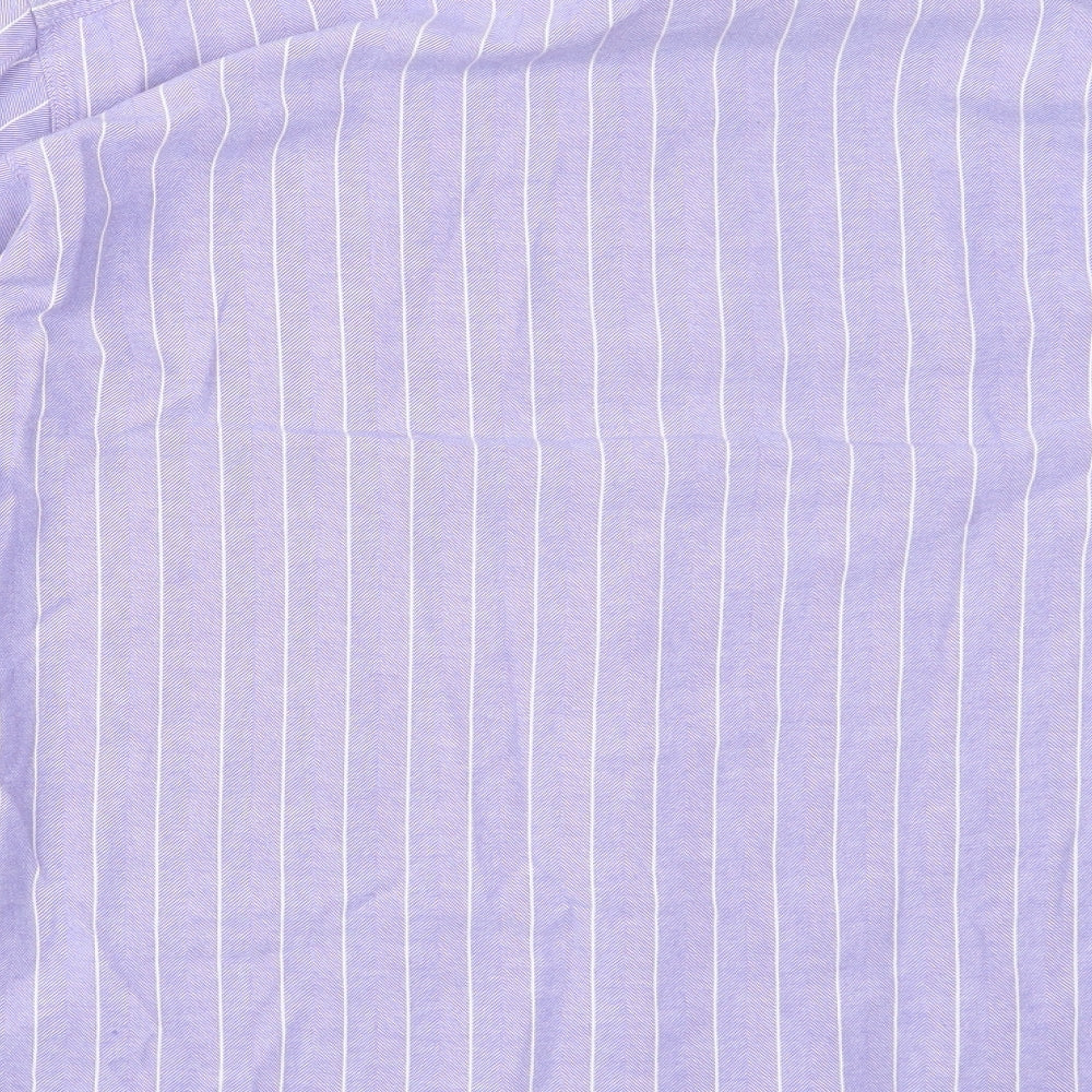Cotton Traders Mens Purple Striped   Button-Up Size M