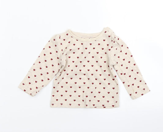 early days Girls Beige Polka Dot  Basic T-Shirt Size 0-3 Months