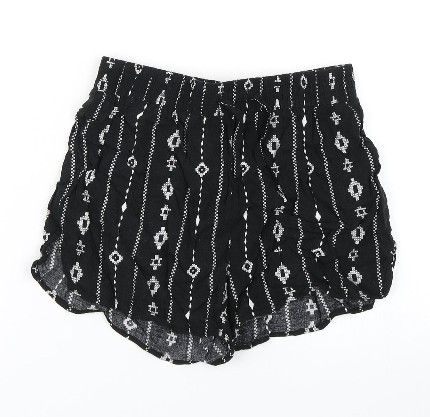 915 Generation Girls Black Striped  Mom Shorts Size 12 Years