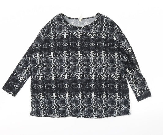 Stella  Womens Black Animal Print  Basic Blouse Size 8