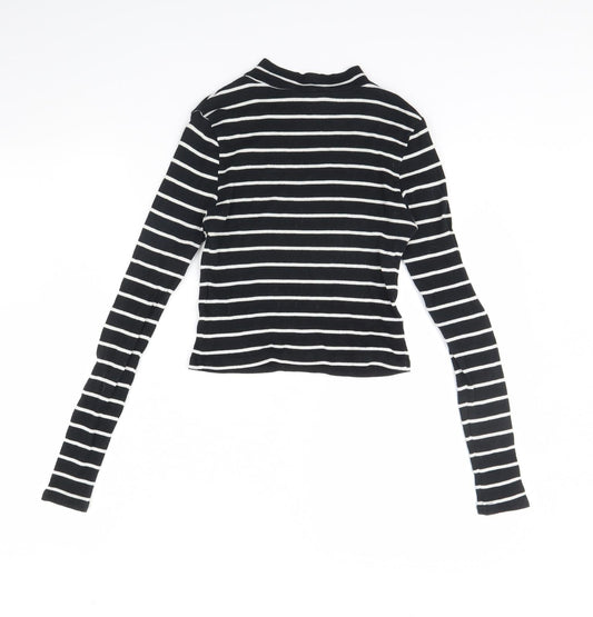 Divided Womens Black Striped  Basic Blouse Size S