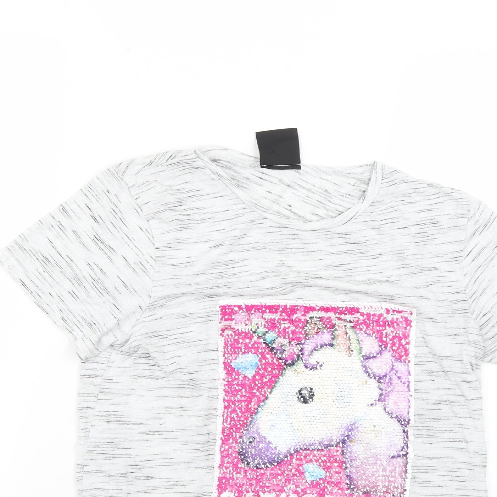 yd Girls Grey   Basic T-Shirt Size 12-13 Years