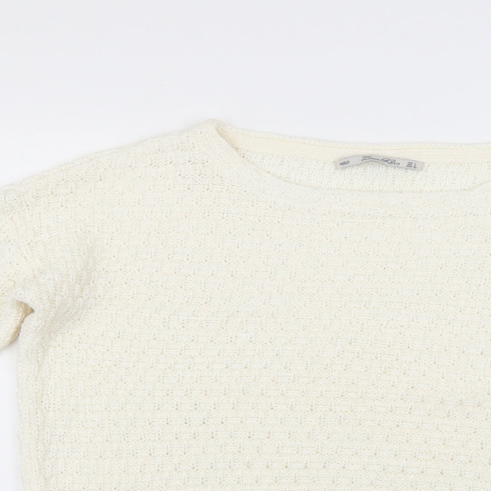 Zara Womens White   Pullover Jumper Size L