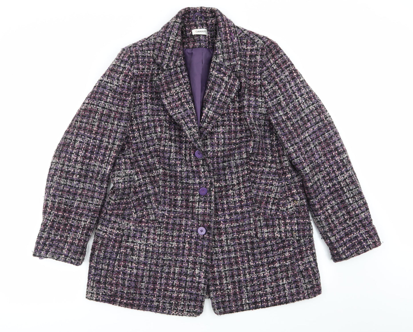 Damart Womens Multicoloured Geometric  Overcoat Coat Size 16