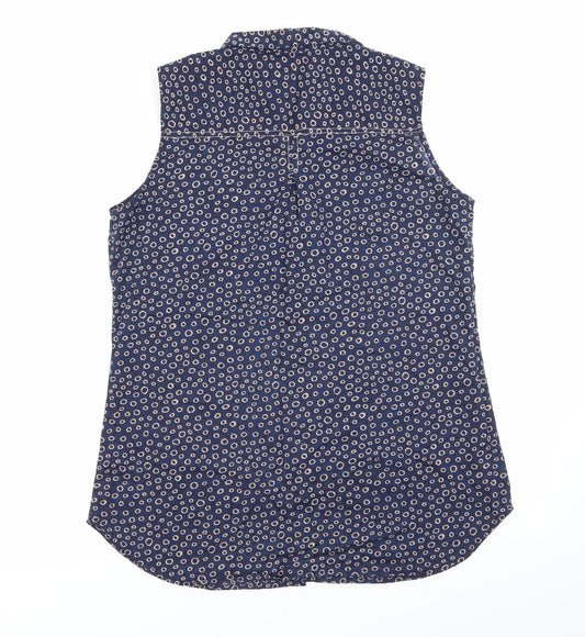 kind Womens Blue Geometric  Basic Button-Up Size XL